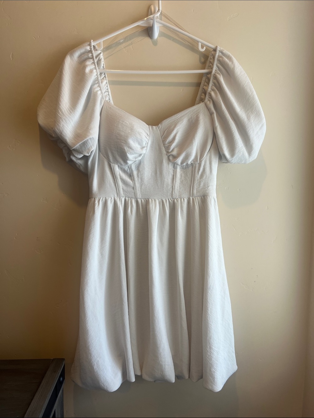 Inspired Hearts White Puff Sleeve Mini Dress